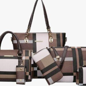 6pc Purse and Handbags for Women Satchel Shoulder Bag Set